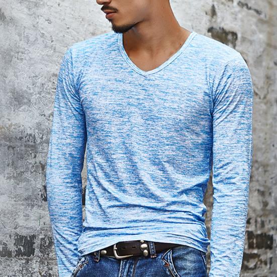 

Мужские блузки с V-образным вырезом, эластичный топ, камуфляжная рубашка с длинным рукавом для мужчин на осень M