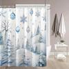 Cartoon Snowflake Blue Ball Cedarwood Christmas Print Shower Curtain, High Quality Polyester Fabric with Hooks