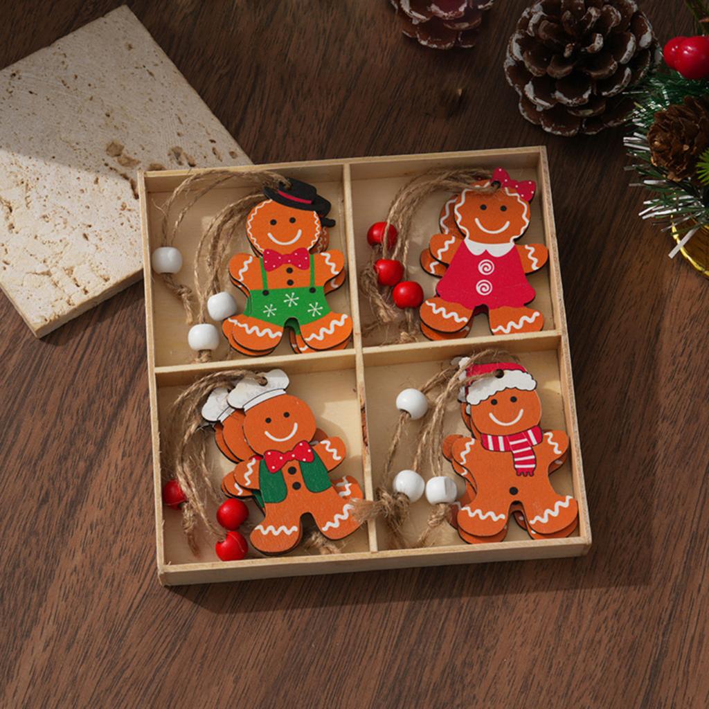 Vánoční dekorace: Barevné dřevěné figurky, vánoční stromkové ozdoby