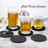 Juego de 6 Posavasos de Silicona (con Soportes) - Posavasos Antideslizantes, Absorbentes, Aislantes, Bandejas de Té Fáciles de Lavar, Elegantes (redondo, negro)