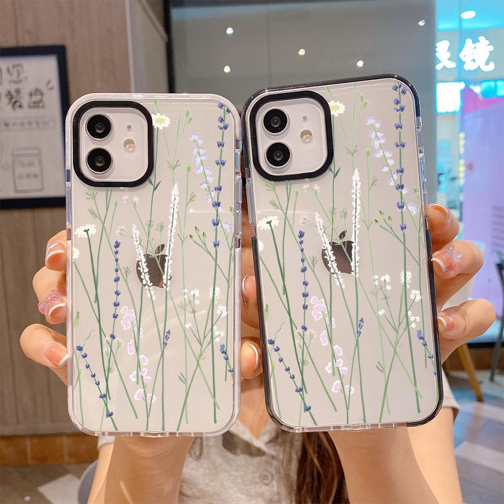 Simple Lavender Mobile Phone Case iPhone15 Summer New Transparent Case Apple 17 Anti-drop Protective Case 16 Girls