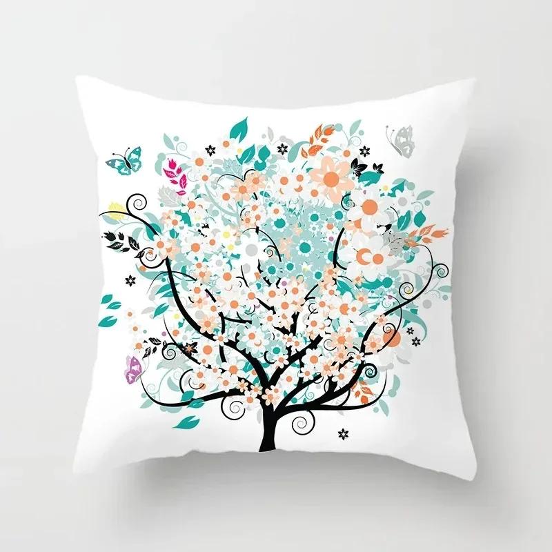 Luxury Home Decor Pillowcase Living Room Sofa Cushion Cover Creative Painting Colorful Tree Print Cushion Cover