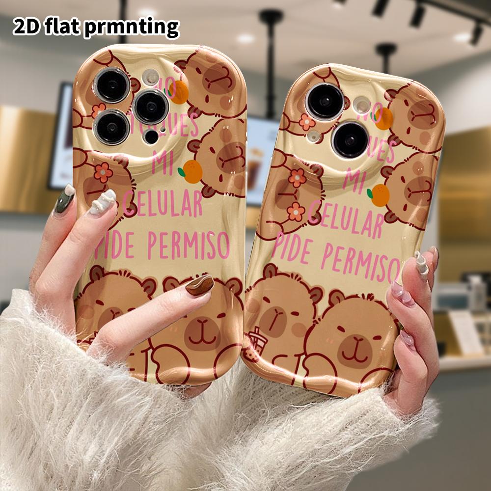 Phone Case: 2D Flat, Fits iPhone 12 Pro, 13, 14, 15, 16, 17, 18, Phone Decoration, Multiple Capybara Faces, Perfect Christmas and Halloween Gift
