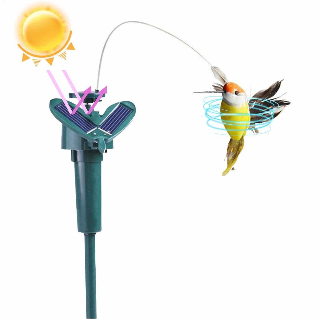 1pc Solar Powered Flying Wobble Hummingbird Ornament Durable Garden Dancing Fluttering Humming Bird Stake Lawn Decor