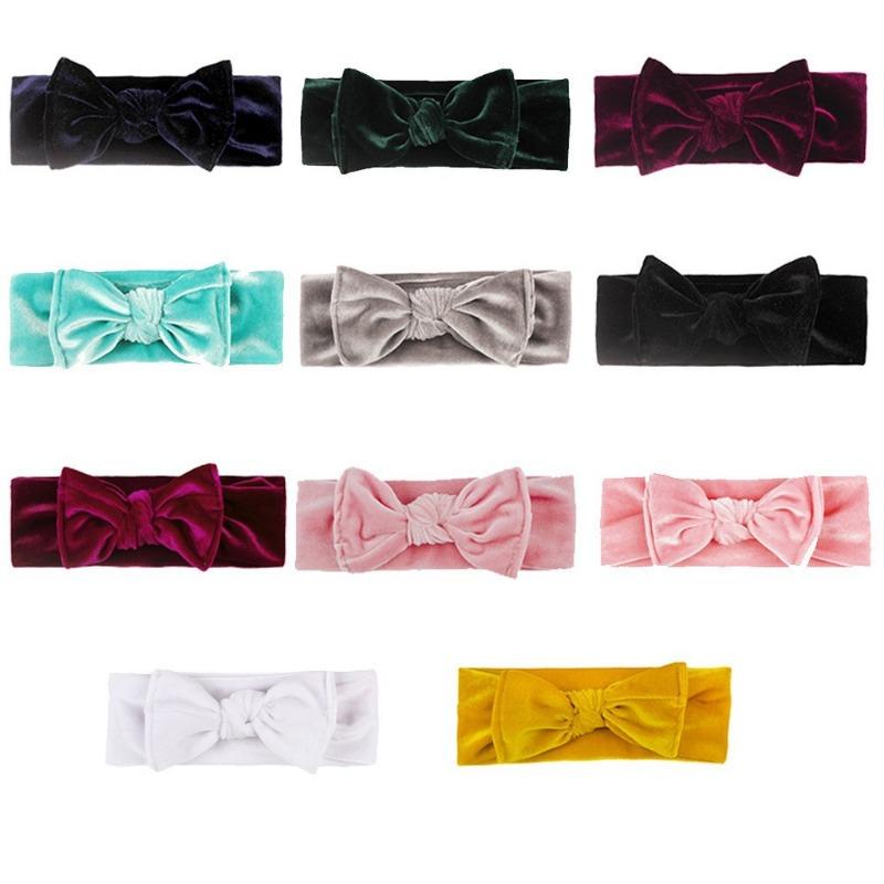 New golden velvet baby headband, cute bow baby headband, children's 11-color hair accessories headscarf