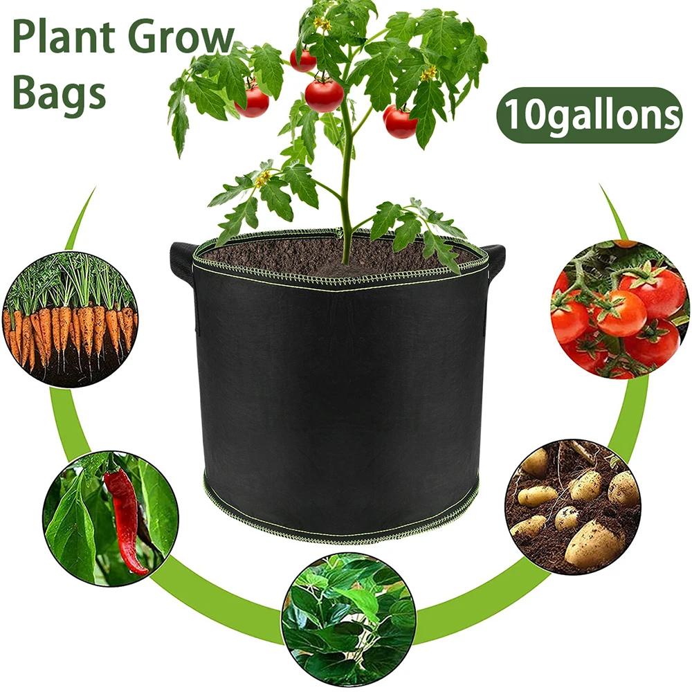 1PC Fabric Plant Pots Grow Bags 10 Gallon Gardening Vegetable Tomato Strawberry Growing Planter Containers with Sturdy Handles