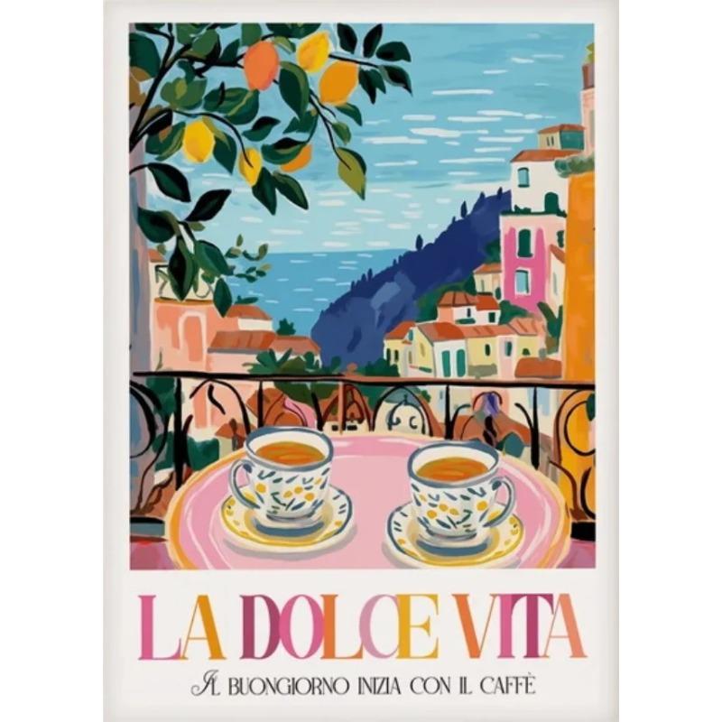 La Dolce Vita Wandposter Druck Für Schlafzimmer Wohnzimmer Heimdekoration Italien Küstenlandschaft Leinwandbild Zitrone Orange Wandkunst