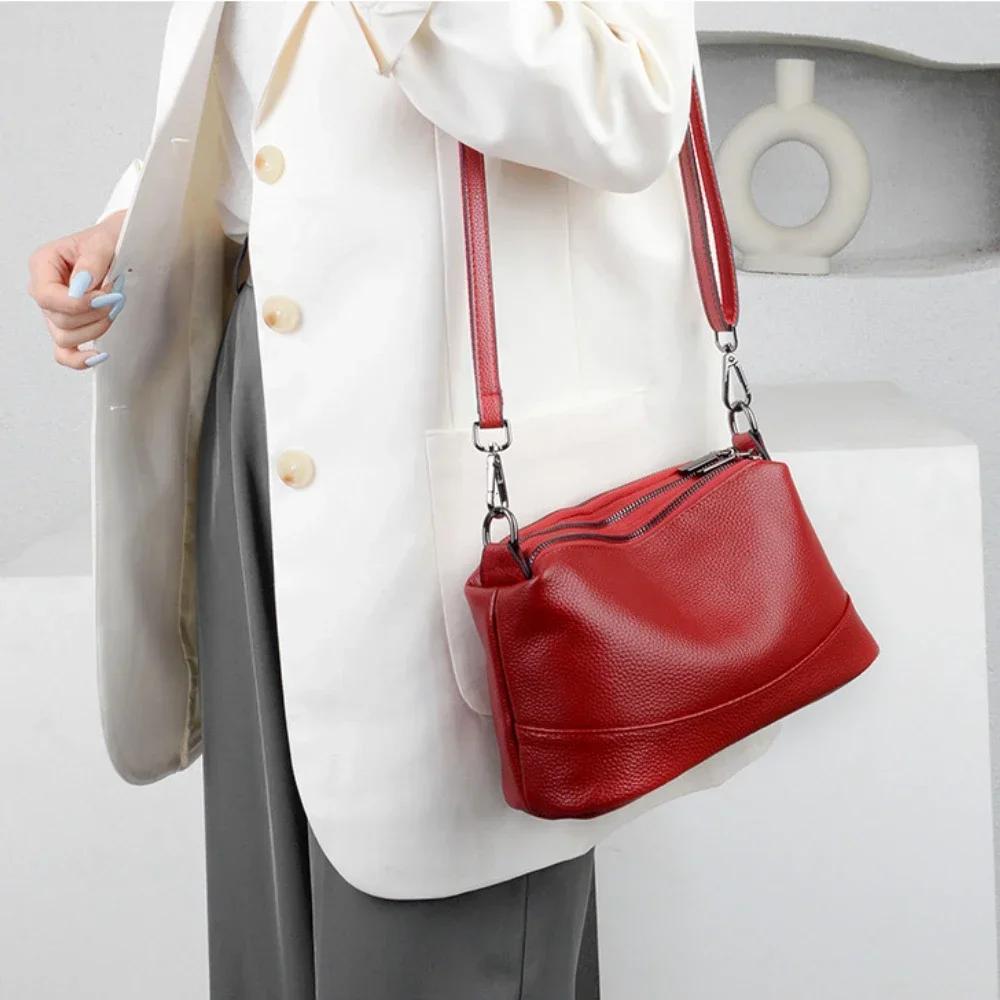 Fashion Women Genuine Leather Handbags Women's Bags Designer Female Shoulder Bags Luxury Brand Cowhide Ladies Messenger Bag