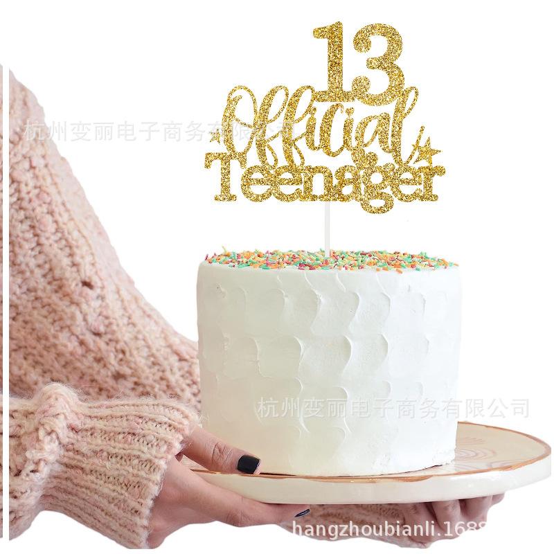 1Pcs Black Gold Happy 10 Birthday Cake Topper 10th 20th 30th 40th 50th 60th Loves & Wishes Party Decorations for Birthday Party