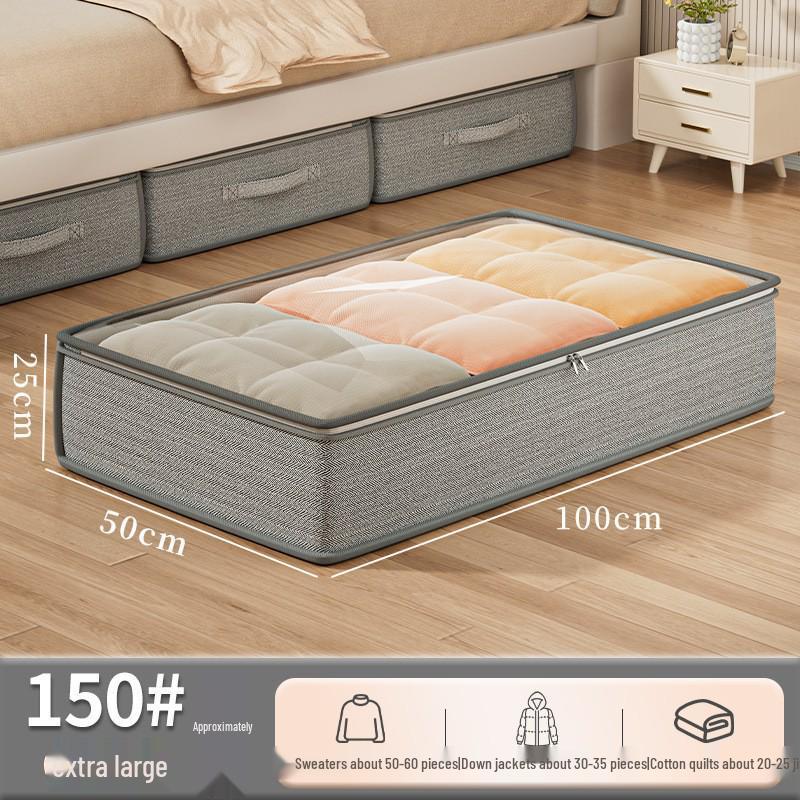 Four-Handle Foldable Underbed Storage Bag for Clothes and Quilts