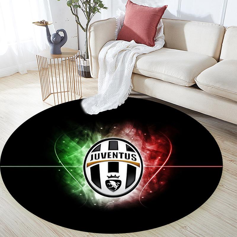 Juventus Football Club Round Area Rug,Carpet Rug for Living Room Bedroom Sofa Playroom Decor,Non-slip Floor Mat