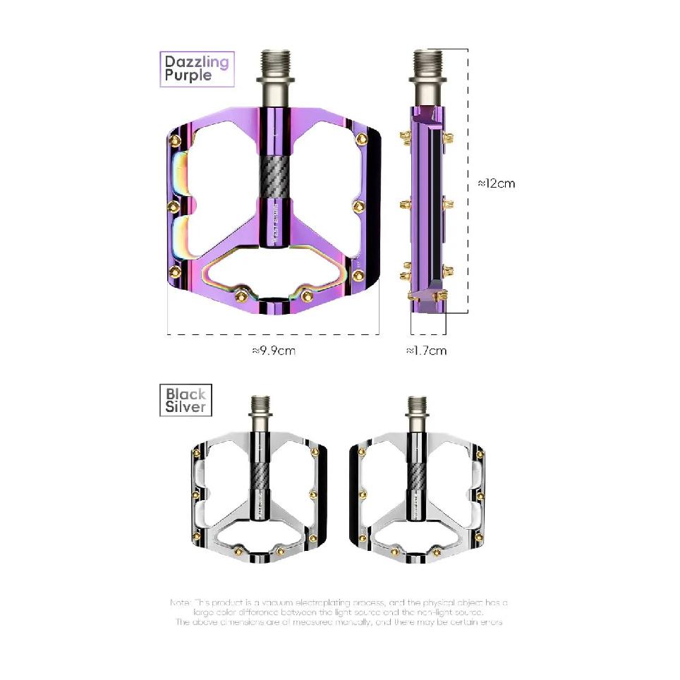 WEST BIKING 3 Bearing Bicycle Pedals Electroplated Aluminum MTB Road Bike Carbon Fiber Tube Anti-slip Pedals Bicycle Accessories