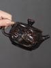 Teapot purple pottery material large capacity pure hand-carved retro relief desktop ornament household Chinese gift rotary pot