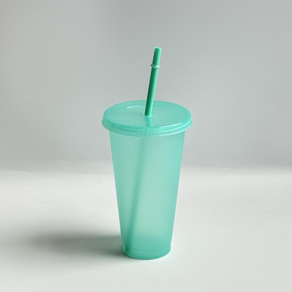 710ml Flash Powder Water Bottles For Girl With Straw Reusable Hard Plastic Tumbler With Lid Coffee Cup Drinkware Christmas Gift