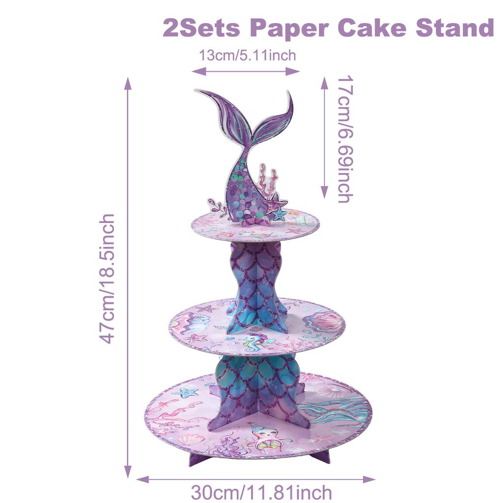 Cake Display Stand Jungle Mermaid Birthday Party Decorations Kids Dessert Holder Cake Tray Butterfly Baby Shower Cupcake Support