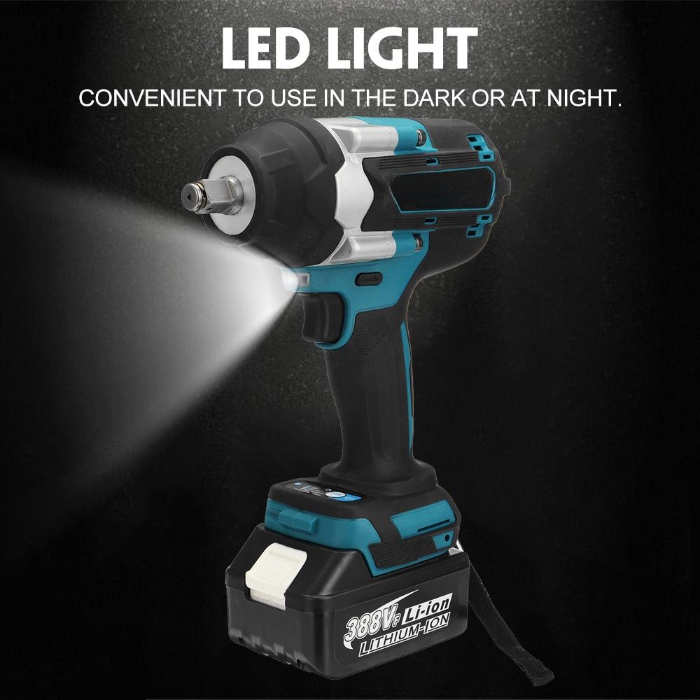 1800N.M Torque Brushless Electric Impact Wrench For Trucks 1/2 inches Cordless Wrench Driver Tool For 18V Battery Blue 388VF