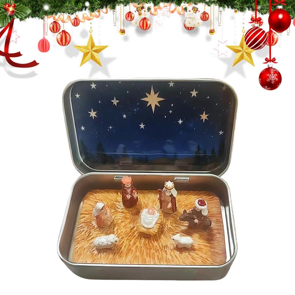 Christmas horse trough ornament Figurines Resin Christmas Home Decor Holy Family Jesus Tabletop Figurines for Tabletop Cabinet