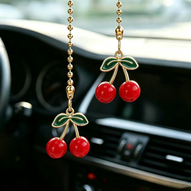 1 Stück Auto Rückspiegel Kirsch Spiegel Anhänger Anhänger Niedlich Auto Innenraum Dekor Geschenke Für Frauen Dekoration Hängende Ornamente Geschenke