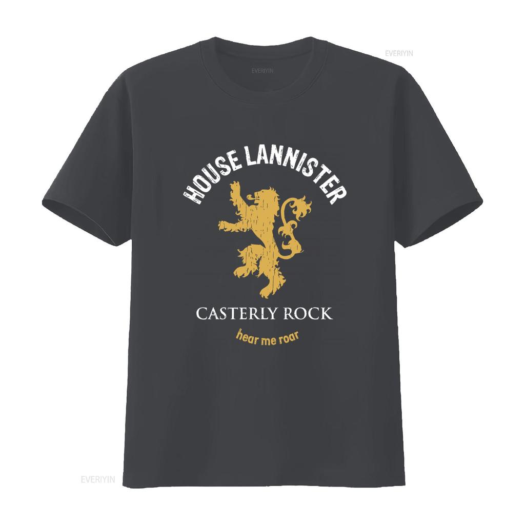 House Lannister Casterly Rock Hear Me Roar Lion Print T Shirt for Fashion Casual vintage Washed Comfortable