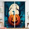 2pcs,2D Plane Printing Curtains Digital Printed Halloween Pumpkin (4) Versatile Durable Polyester (without Rod) Room Decor for
