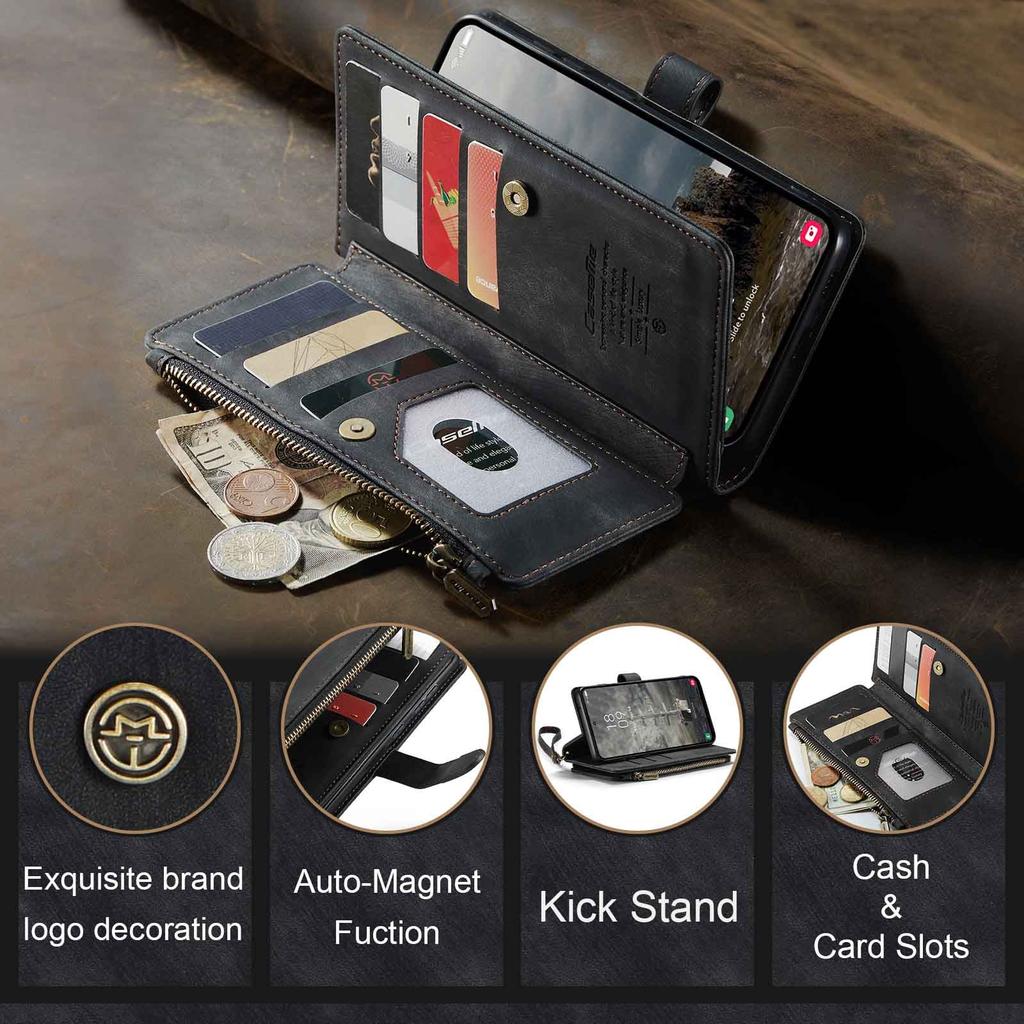 For Samsung Galaxy A55 A35 A25 5G (2025) Wallet Case, Durable PU Leather Magnetic Flip Strap Wristlet Zipper Card Holder Cover