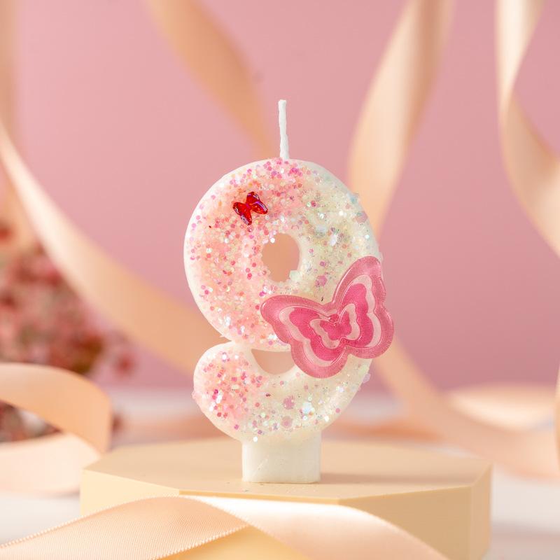 

Креативная свеча в виде бабочки с цифрой для дня рождения, сделай сам, украшение для торта на первый год, для вечеринки 9