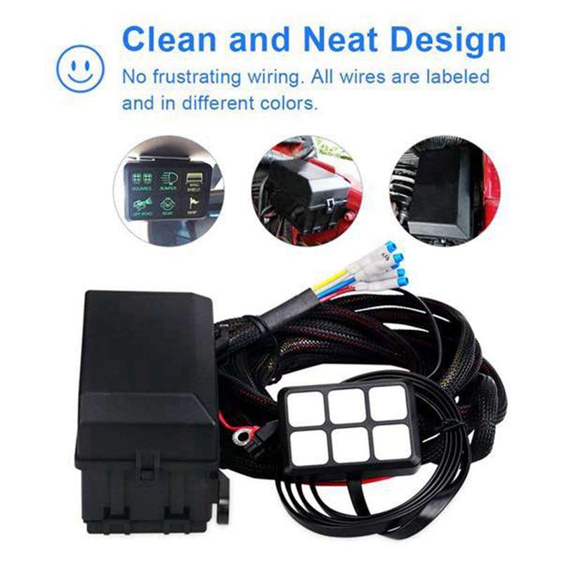 BT-6 Gang Switch Panel Electronic Relay System Circuit Control Box Fuse Relay Box Wiring Harness For Auto Truck Boat Marine Part