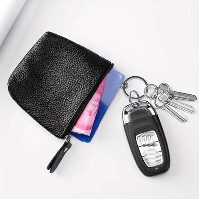Monedero Portátil de Cuero Genuino Vintage para Llaves, Tarjetas, Monedas, Auriculares, Bolsa para Mujer Hombre, Mini Cartera