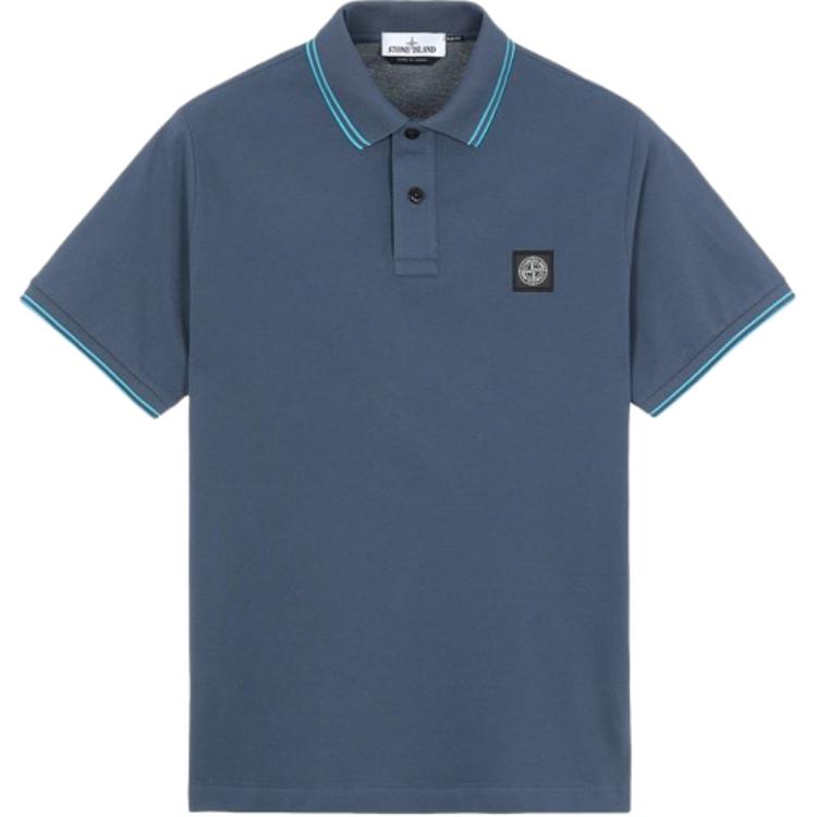 

Stone Island Solid Color Logo Straight Fit Polo Shirt Men tops Blue 101522S18-V5024 S