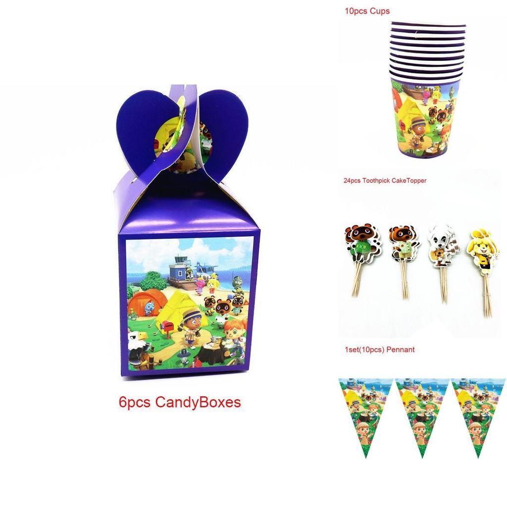 Entzückende Animal Crossing Partyartikel für Kinder Verbessern Sie die Geburtstagsatmosphäre mit Tellern und Tischdecke