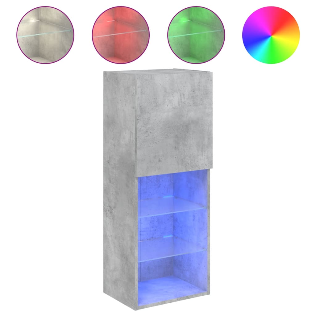 TV Cabinet with LED Lights Concrete Grey 40.5 x 30 x 102 cm