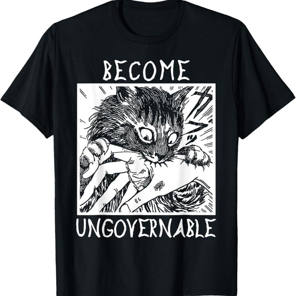 Become Ungovernable Funny Biting Hand Cat Meme Vintage T-Shirt