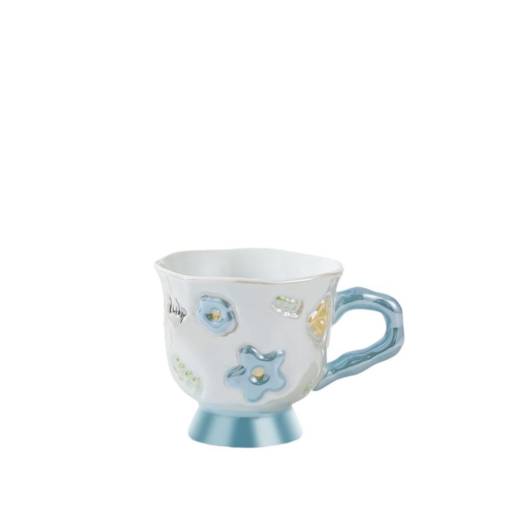 Creative Hand Colored Flower Ceramic Cup High Value Souvenir Gift Cup Large Capacity Office Coffee Cup Couple Water Cup