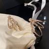 Silver needle zircon geometric oval hollow three-layer earrings French court style stud earrings light luxury earrings women