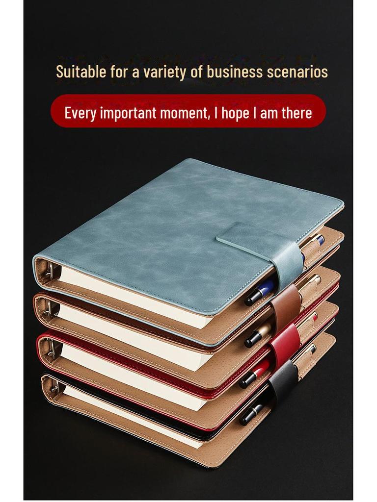 Business Leather A5 Notebook - Detachable Loose-Leaf for Office Meetings and Sales Contracts