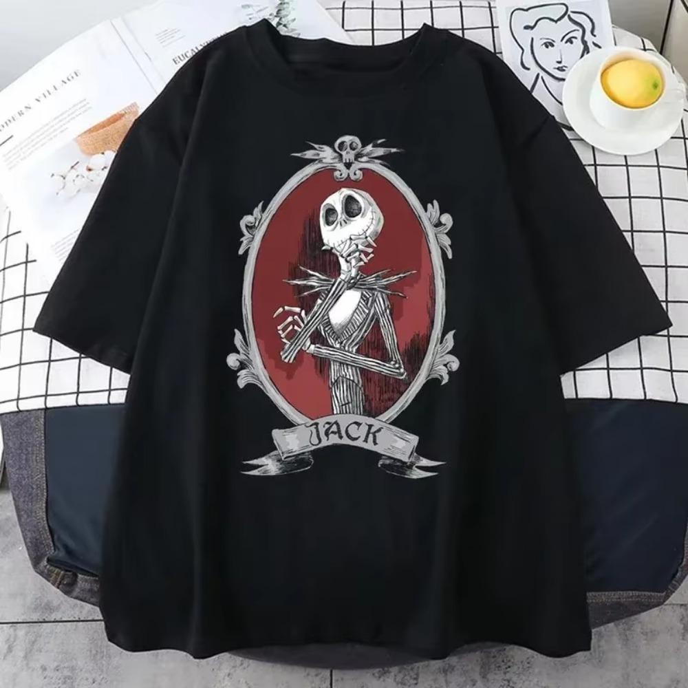 Men T-shirt  Nightmare Before Christmas Printed Short-sleeved Gothic Streetwear Unisex Gothic Retro Loose Top Y2K Shirt