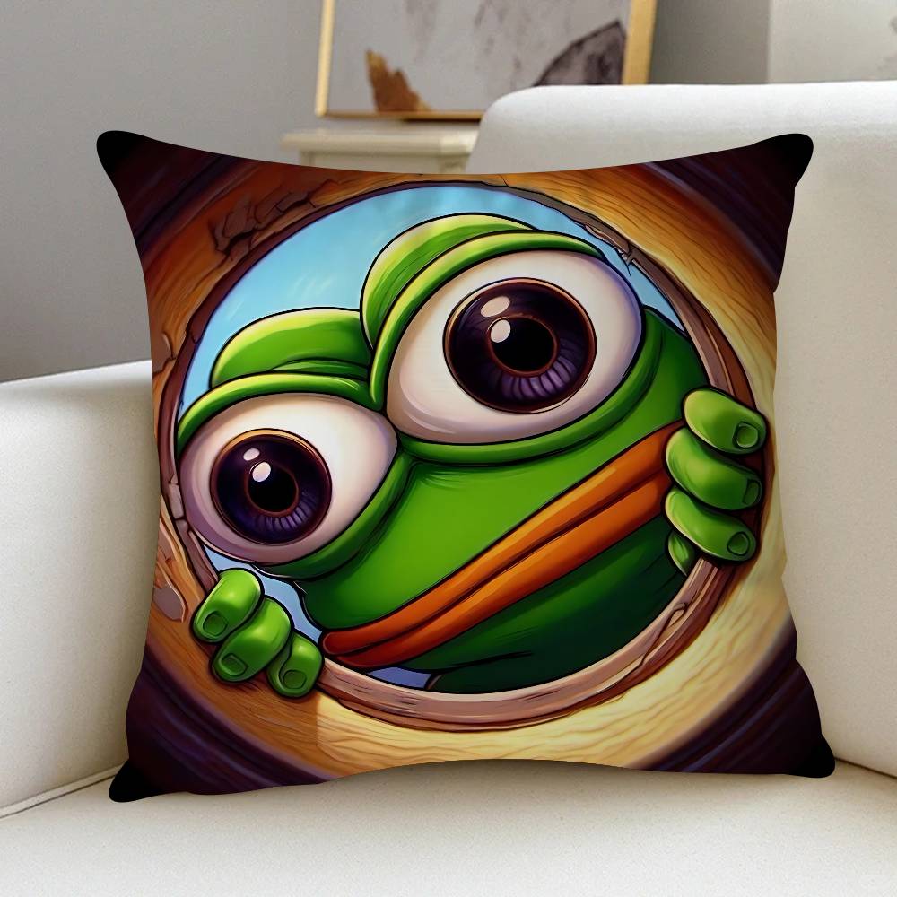 

Cartoon P-Pepe The Frog Pillow Cover Design Cushion Cover Decor Holiday Decorati 16x16Inch
