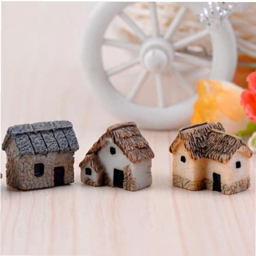 Dollhouse Miniature Gardening Micro Landscape Decoration Village House Set of 4