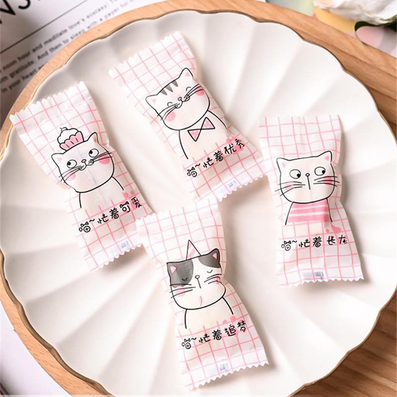 100Pcs 4x9cm Cute Cartoon Animal Printed Plastic Baking Packaging Nougat Toffee Candy Food Machine Sealed Gift Bags