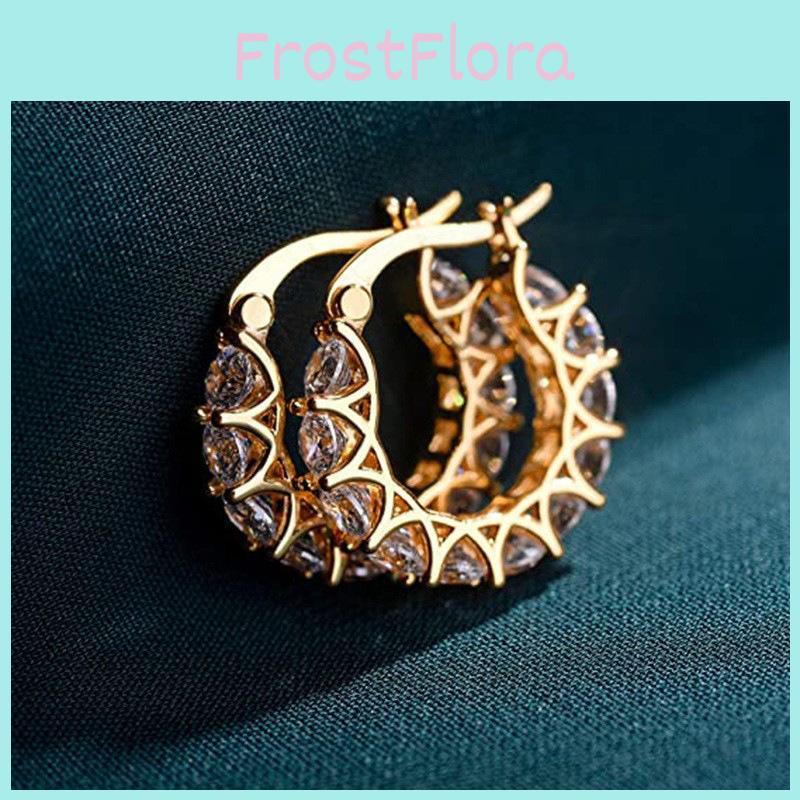 Elegant Copper Zirconia Hoop Earrings For Women With Geometric Design And French Flair