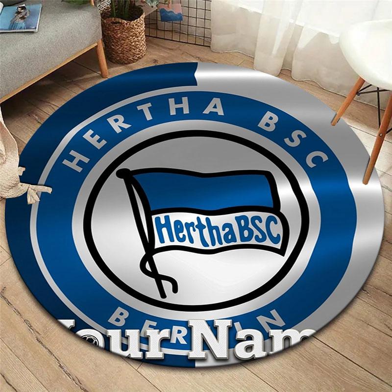 Hertha BSC Custom Name Round Area Rug,Carpet Rug for Living Room Bedroom Sofa Playroom Decor,Non-slip Floor Mat