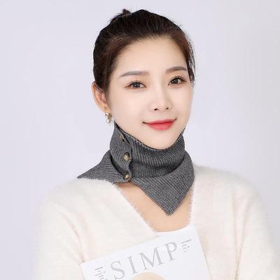 Unisex Wool Knit Neck Warmer: Autumn/Winter Buttoned Scarf Collar