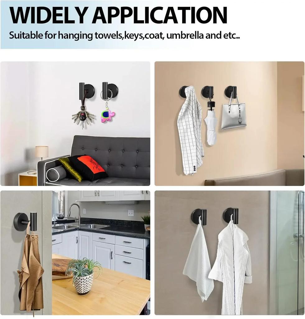 2Pcs Polished Bathroom Towel Hooks Stainless Steel Coat Robe Hook Wall Hanger with Screws Towel Rack Hang Hook for Hotel Kitchen