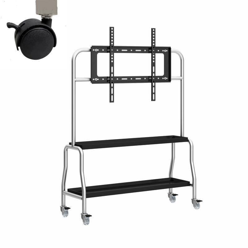 Living Room TV Movable Stand Bedroom Universal Stainless Steel Mobile TV Trolley 43-75 Inch Large Screen Floor Standing Stand
