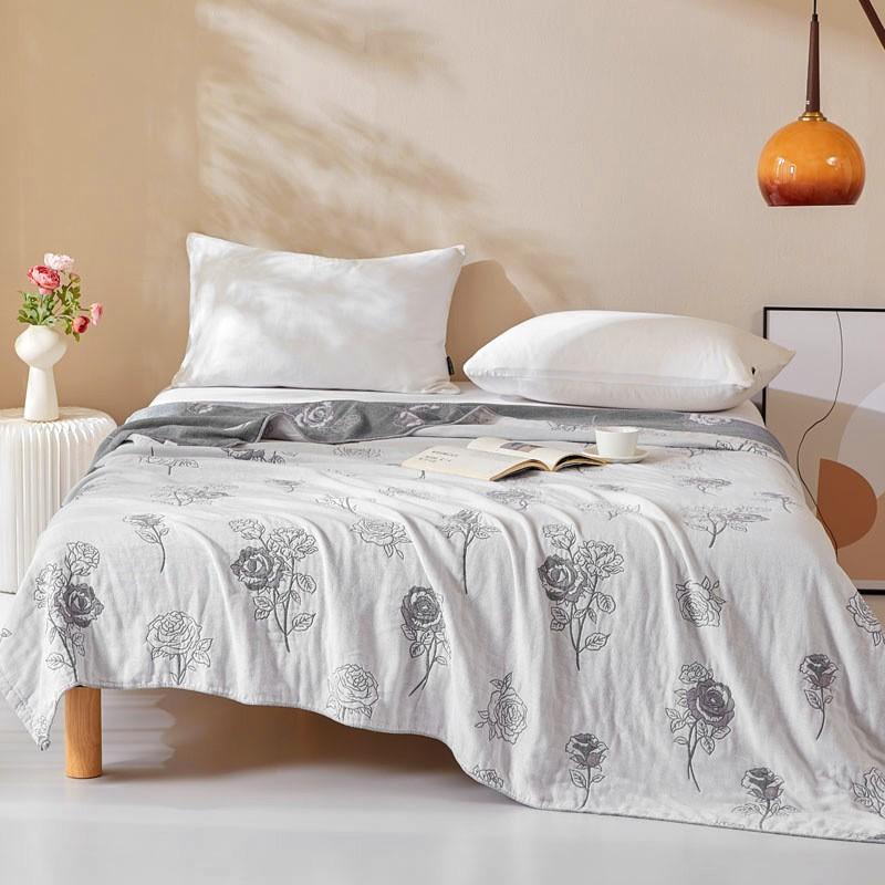 Cotton Blanket 4 Layer Gauze Plaid Bedspread for Double Queen King Bed Towel Quilt Winter Sheet Bed Sofa Cover 200x230cm