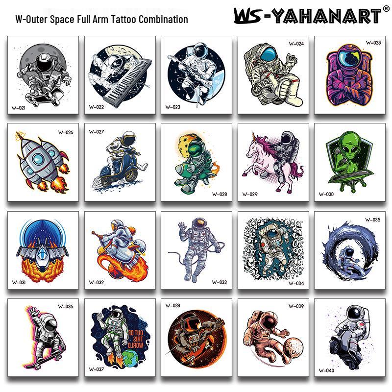 Cartoon Unicorn, Mermaid, Pirate, and Dinosaur Space Water Transfer Tattoo Stickers