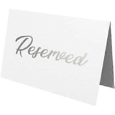 UrbanMingle 25 Pack SILVER Reserved Table Cards for Wedding With SILVER Foiled