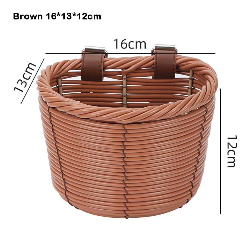 

Retro Woven Front Riding Basket 7 Styles Walking Tool Storage Basket Brown 16*13*12cm