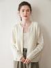 Women's Thick Cable Knit Cashmere Cardigan - Round Neck Zipper Sweater for Autumn/Winter