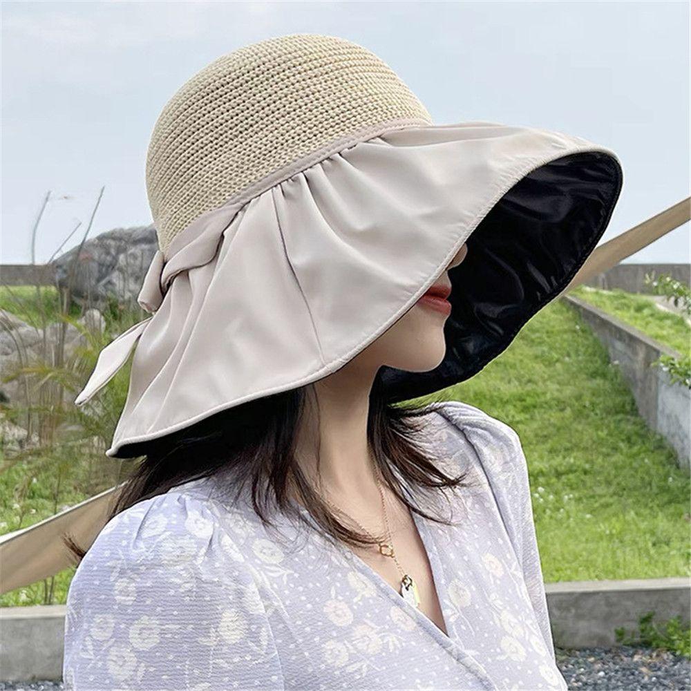 Spring Summer Foldable Panama Hat Portable Beach Cap Bucket Hat Sun Hat Fisherman Cap